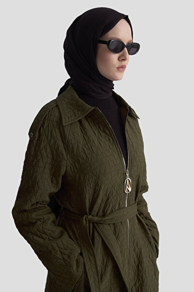 Armine Fermuarlı Astarlı Omuz Apoletli Kuşaklı Kap