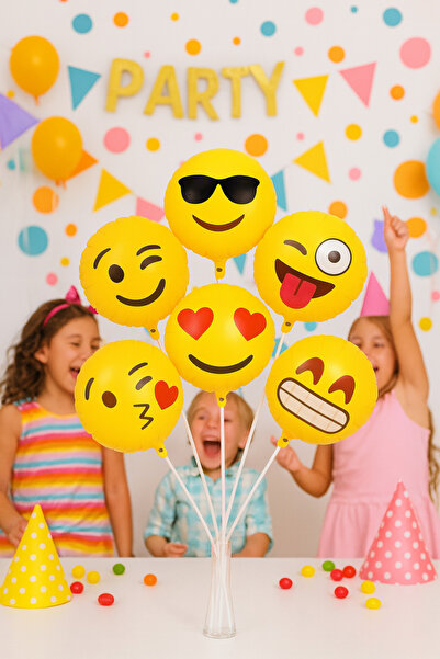 PartiCompany 6-Piece Emoji Foil Balloon Set – 18 Inches 🎈 😁 🎉 ✨