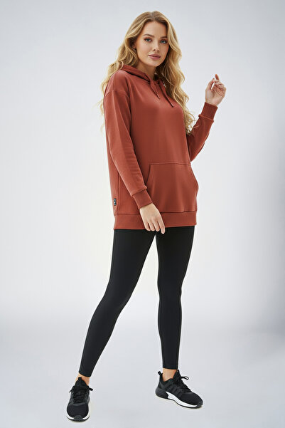 bilcee Women's Tile Hooded Kangaroo Pocket Cotton Sports Plain Sweatshirt 8785