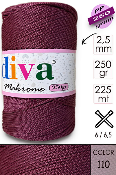 Diva İplik Поліп Макроме 250 г 110 Бордо