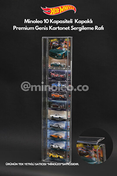 Minoleo Kapaklı Pleksi Hot Wheels Diecast Araba Premium Geniş Kartonetleri İle Dikey Araç Sergileme Rafı
