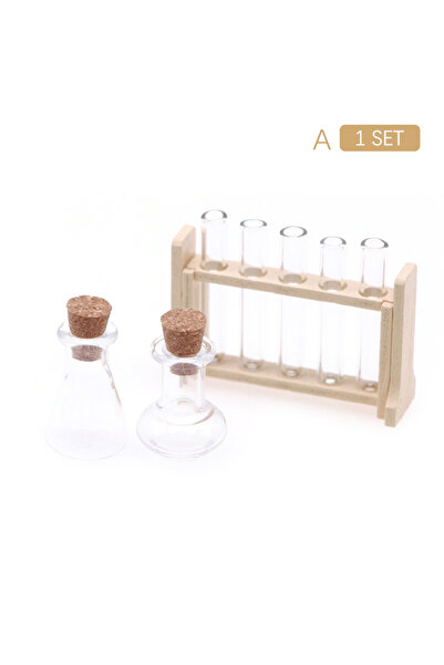 Choice مجموعة واحدة من أنابيب الاختبار المصغرة لبيت الدمية بمقياس 1:12 مع رف ...