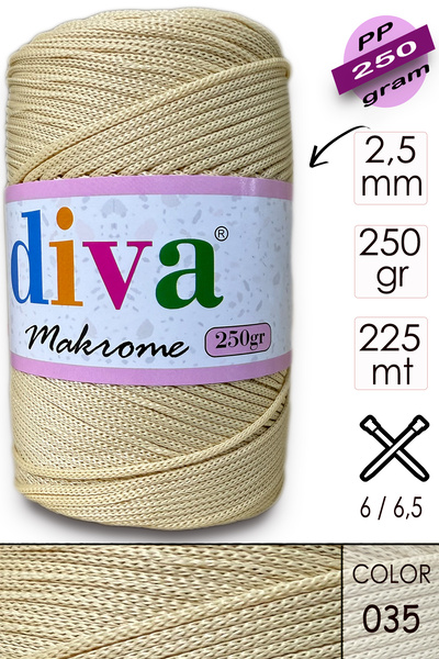 Diva İplik Polip Makrame 250 gr - 35 pasulja