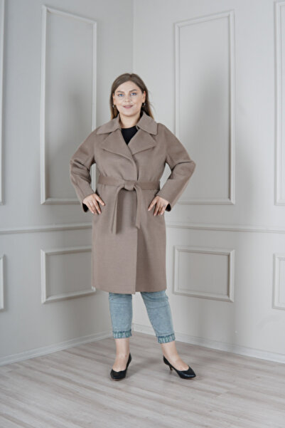 KENT Uzun Kaşe Sütlü Kahve Slim Fit Kaban Şık Yaka Detaylı