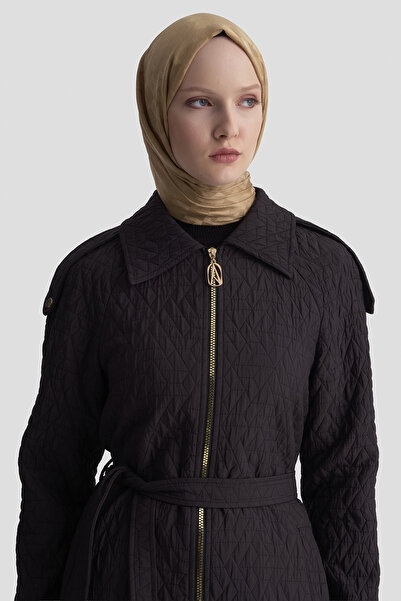 Armine Fermuarlı Astarlı Omuz Apoletli Kuşaklı Kap