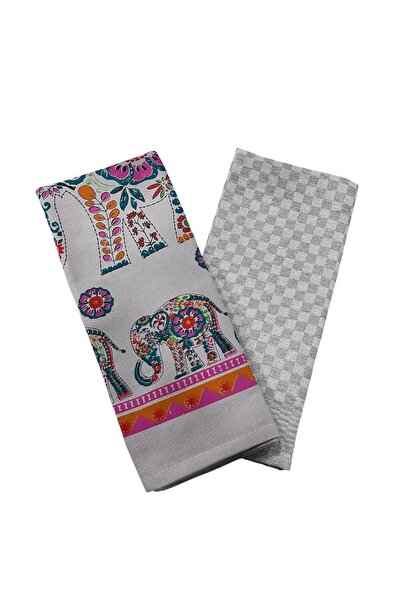 LaraLisa Collection 2'li Mutfak Peçetesi %100 Pamuk Dokuma Desenli ve Baskılı 40 x 60 Mutfak Havlu Seti