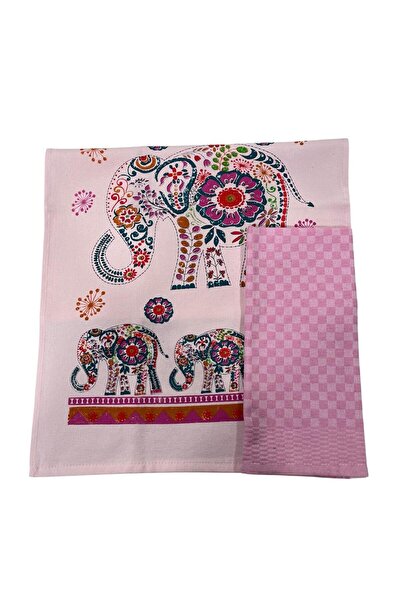 LaraLisa Collection 2'li Mutfak Peçetesi %100 Pamuk Dokuma Desenli ve Baskılı 40 x 60 Havlu Seti