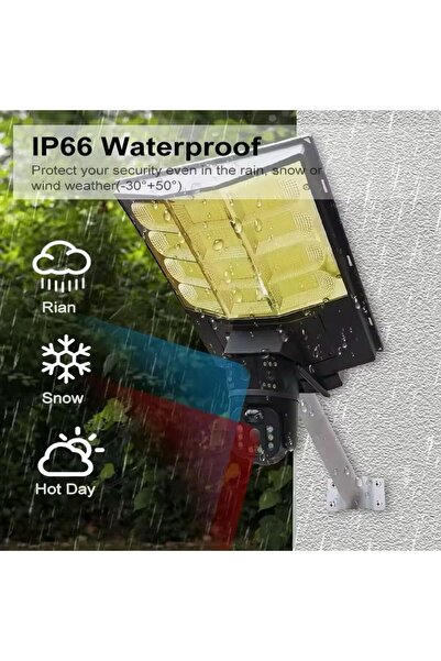 OEM Lampa Stradala 500W cu 2 Camere de Supraveghere si Panou Solar - Cartela SIM 4G, Zoom 10X