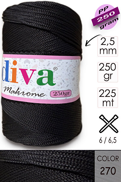 Diva İplik Поліп Макроме 250 г 270 Чорний