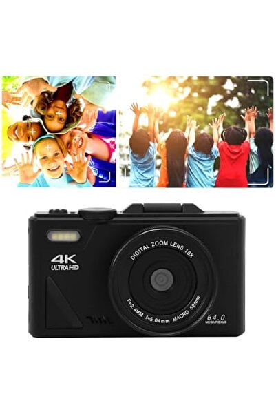 DKH Digital Camera, Autofocus UHD 4K Vlogging Camera with 3 Inch Flip Screen, 64MP 18X Digital