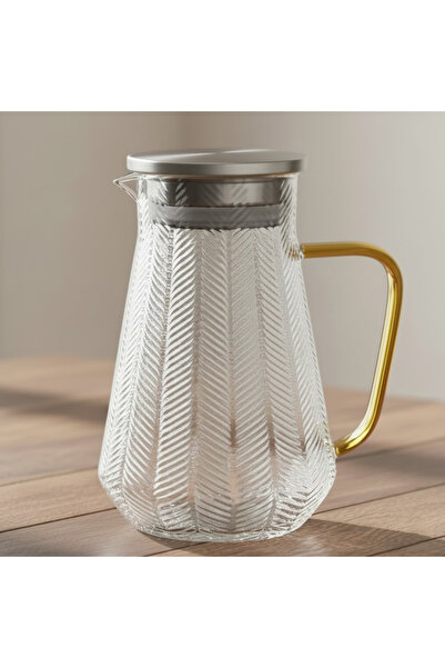 Kapris Metal Kapaklı Tırtıklı Cam Sürahi 1500 Ml SA6860
