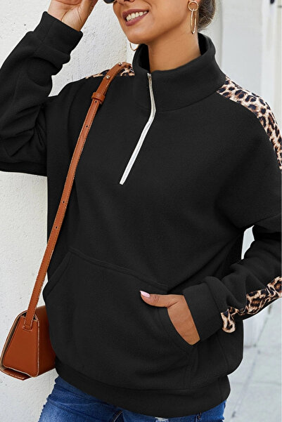 ALPACO Women's Long Sleeve Turtleneck Front Zip Fleece Blouse