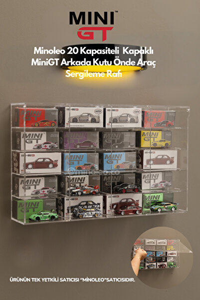 Minoleo 20li MiniGt Kaido House Pleksi Arkada Kutu Önde Araç Duvara Asılabilir Sergileme Rafı