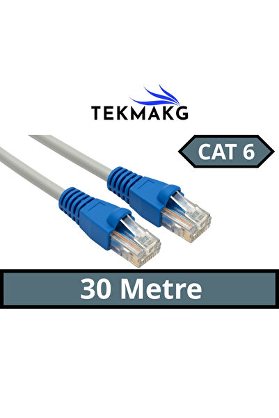 TEKMAKG Cat 6 Yüksek Kalite Ethernet Kablosu - 30 METRE - 5 Yıl Garanti
