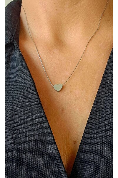 MITH SB TAKI PASLANMAZ ÇELİK İNCE ZİNCİR MİNİ KALP KOLYE-SİLVER