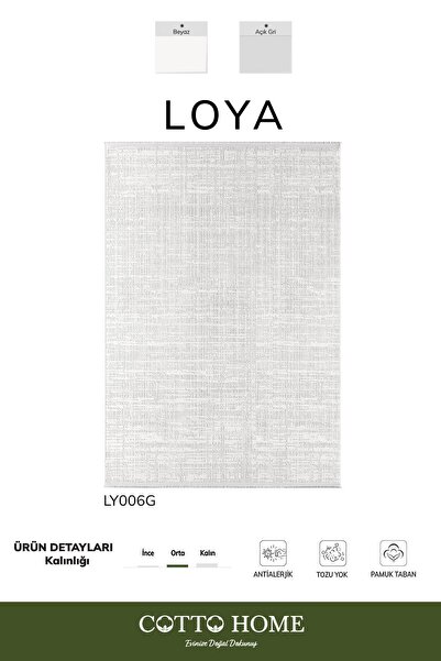 Cotto Home Loya LY006G Gri Halı Modern Desenli Antialerjik Pamuk Taban Salon ...