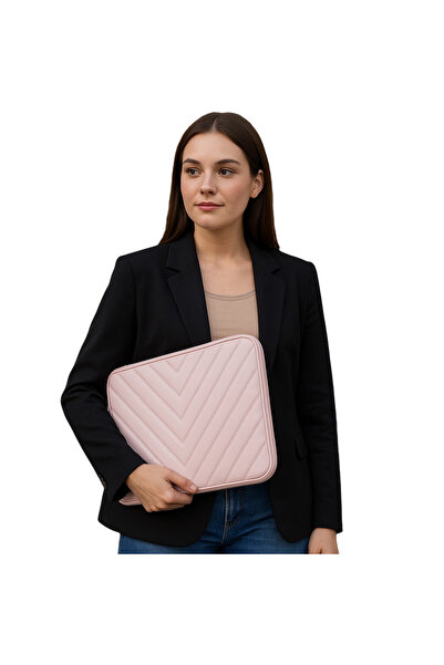 NS reliable Τσάντα για φορητό υπολογιστή Macbook από συνθετικό δέρμα 15,6 ιντσών - 800-SOLID Ανοιχτό ροζ ΜΕ ΛΑΒΗ ΣΤΟΝ ΩΜΟ