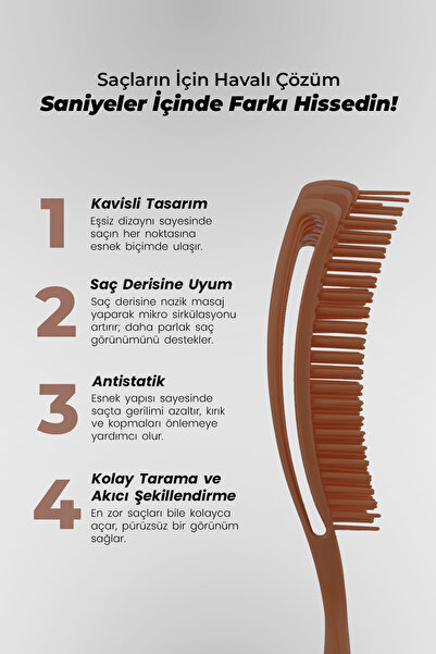 Vepa Airflex Multifonksiyonel Dolaşık Saç Açma Fırçası, Kolay Tarama, Elektriklenme Önleyici Tarak