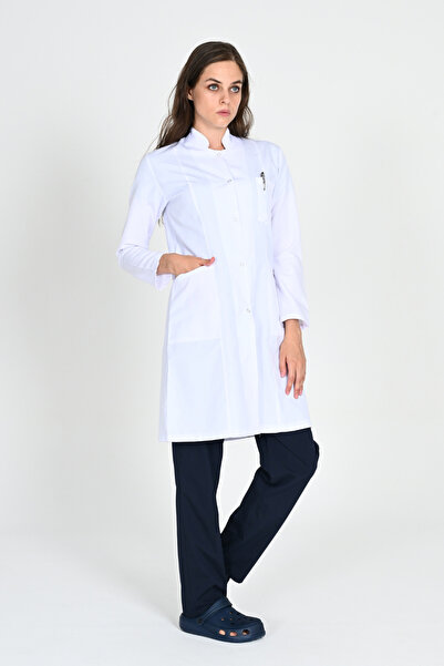 HEMİ Guler alb lung pentru judecători - șorț pentru doctor, asistentă și prof...