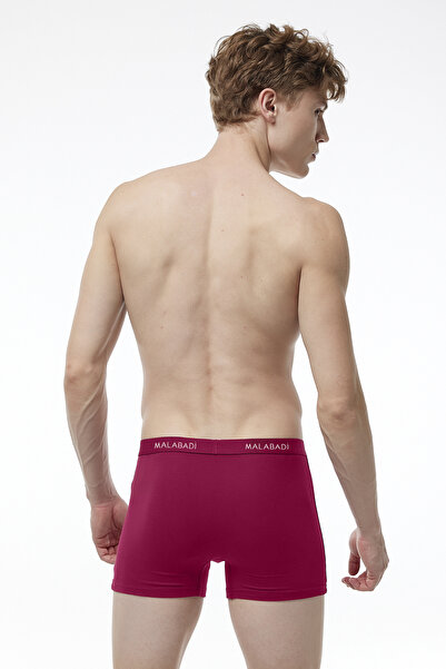 Malabadi Men's Claret Red Cotton Elastane 3-Piece Boxer Set - 3m075