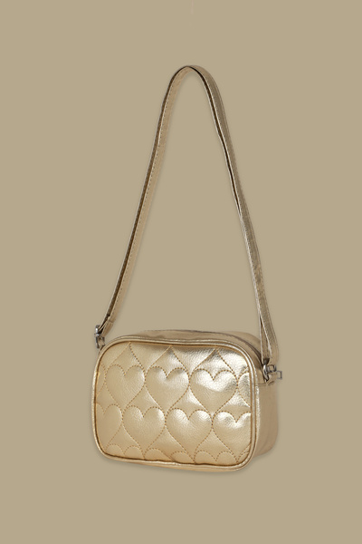 ICONE BAG Gold Icone Children's Shoulder Bag - Heart Quilted Detail