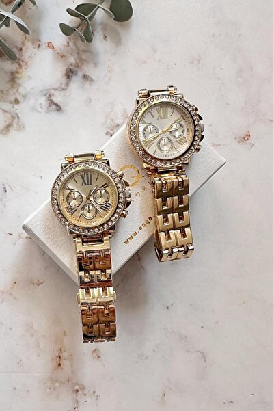 OQQO Lapetus Gold Roman Numeral Women's Wristwatch