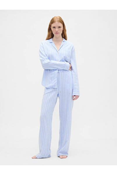 GAP Kadın Açık Mavi Flannel Pull-On Pijama Altı