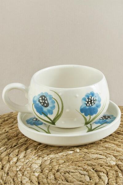 TakÇalıştır Flower Patterned Ceramic Plate Mug