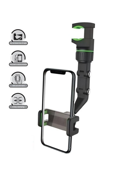 Başkenttekno 014 360° Telefon Tutucu Dikiz Aynası Evrensel 360° Dönen Araba T...