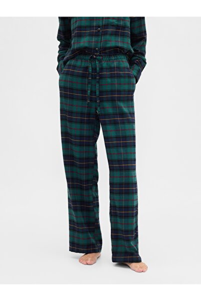 GAP Kadın Koyu Yeşil Flannel Pull-On Pijama Altı