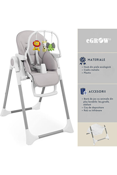 eGROW 3in1 Baby and Child High Chair eGROW® PRIME, 6-36 months, foldable, height adjustable, Gray