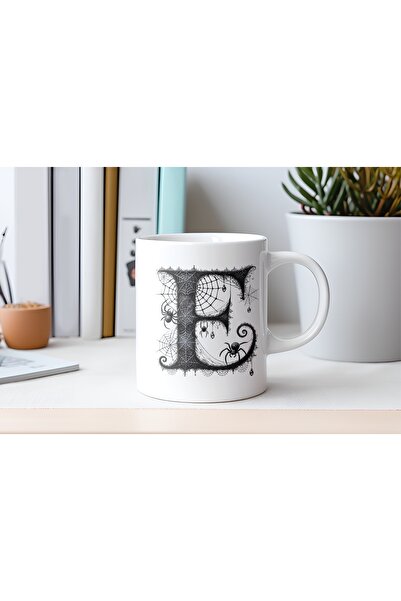 Beramussa Letter E Spider and Cobwebs Design Mug Cup - Spider Themed Hallowee...