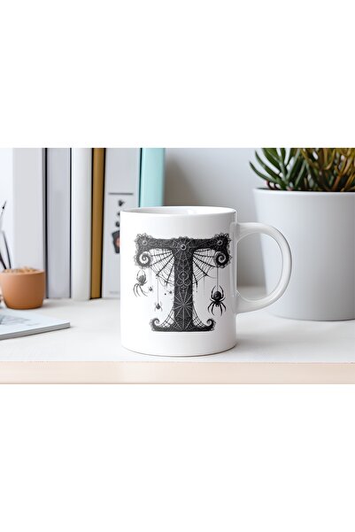 Beramussa كوب بتصميم حرف T على شكل عنكبوت وشبكات عنكبوت - هدية خاصة للهالوين