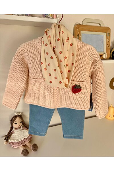 Luna Kids Store Baby Girl 100% Organic Cotton Strawberry Embroidered Knitwear...