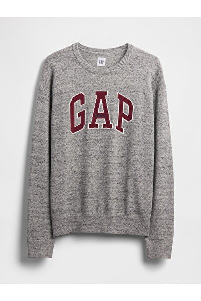 GAP Erkek Gri Relaxed Logo Intarsia Sweat