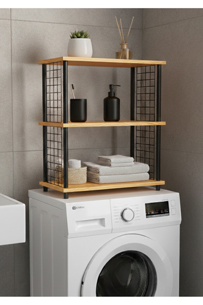 PEKA 3 Raflı Banyo Düzenleyici –Çevir Kur Çamaşır Makinesi Üstü Banyo Rafı