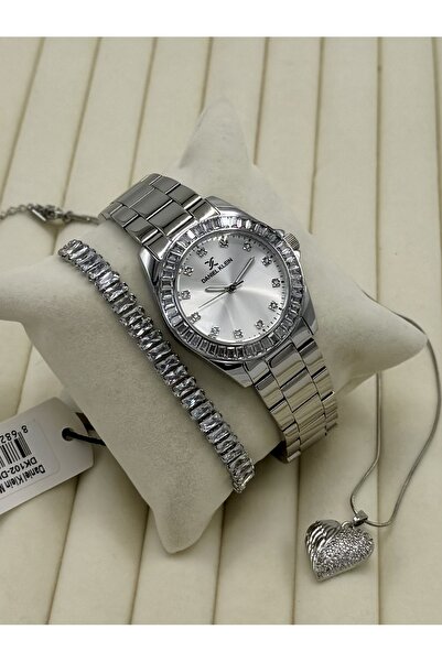 Daniel Klein Gümüş Renk Orijinal Kol Saati 2 Yıl Garantili Çelik Kolye Ve Bil...
