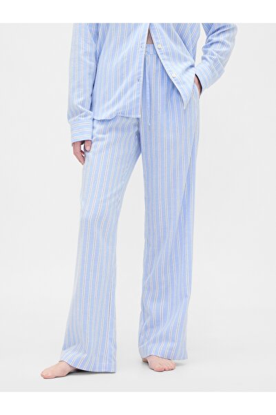 GAP Kadın Açık Mavi Flannel Pull-On Pijama Altı
