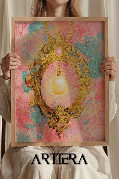 Artiera Πριγκίπισσα ονειροποιείται σε οβάλ μενταγιόν Βασιλικό κολιέ Ξύλινος π...