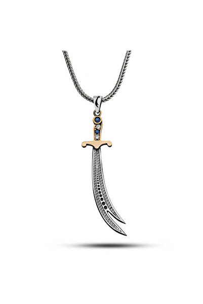 Genel Markalar Gümüş Zirkon Taşlı Zülfikar Kılıcı Erkek Kolye