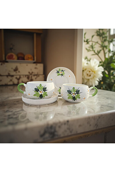 İlbay Çini Takı Green Crocus Flower Beren Plate