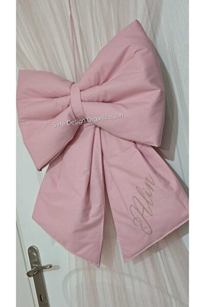 s'he design Embroidered Name Engraved Bow Door Decoration for Baby Girl