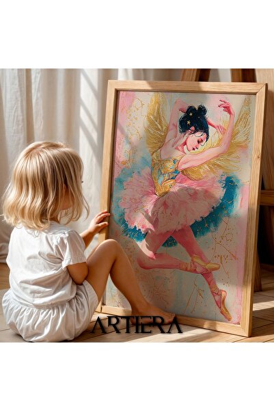 Artiera Princess Dream Elegant Ballerina Pose Girl's Room Wooden Painting