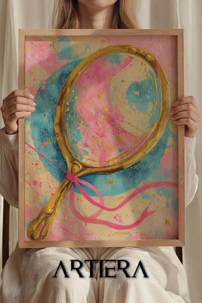 Artiera Πριγκίπισσα Όνειρο Χρυσός Οβάλ Καθρέφτης Χεριού με Κορδέλα Ξύλινος Πί...