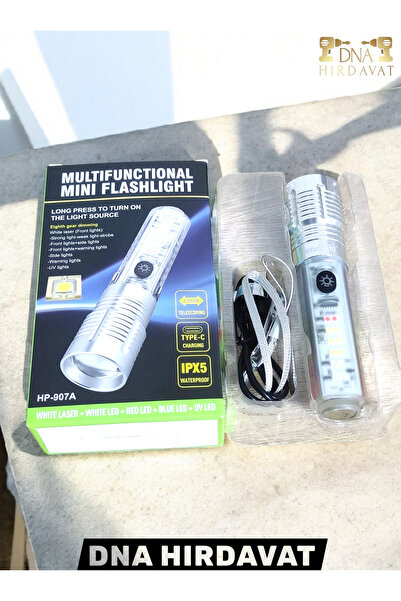 DNA HIRDAVAT Şarjlı El Feneri Zoomlu Çakarlı Mıknatıslı Çok Fonksiyonlu