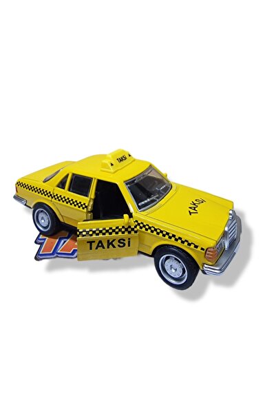 TOYFEST Metal Nostalgic Pull and Release Taxi Model Car with Opening Doors Soft Rubber 11 cm