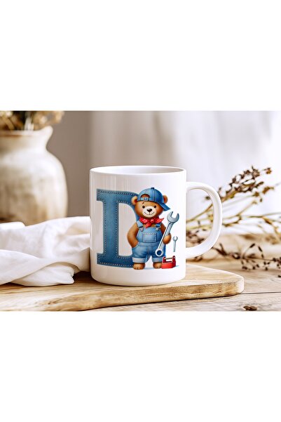 Beramussa Letter D Repairman Teddy Bear Figured Mug - Alphabet Letter Design ...