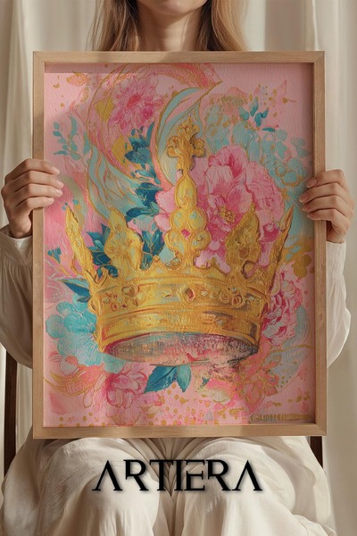 Artiera Ξύλινος πίνακας για κοριτσίστικο δωμάτιο με μοτίβο τριαντάφυλλου Prin...