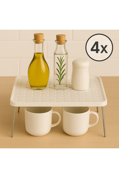 Nesto Home 4'LÜ Set Büyük Boy Katlanabilir Tezgah Üstü ve Dolap İçi Raf Düzen...