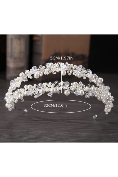 FDY Crystal & Pearl Sparkling Bridal Crown – “Luna Crystal” Series